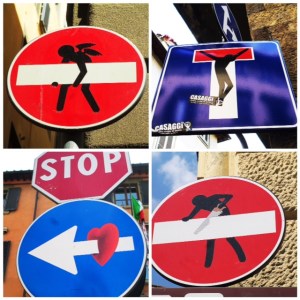 Even the street signs are canvases for clever artists!