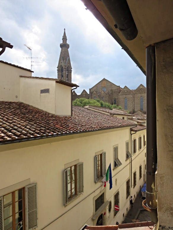 Leaning out Paola's living/office/bedroom gives a view of Santa Croce.